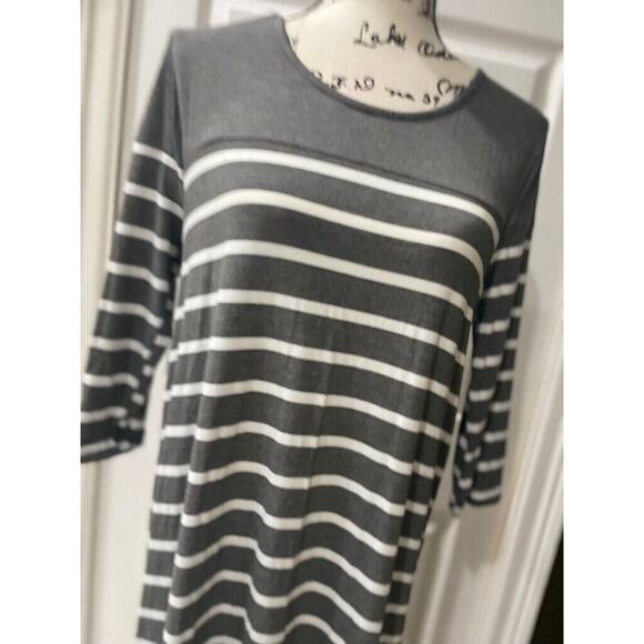 Exist Maxi Dress 3/4 Sleeve Stripe Ribbed Sz Medium Cotton Versatile Aesthetic - Picture 15 of 16